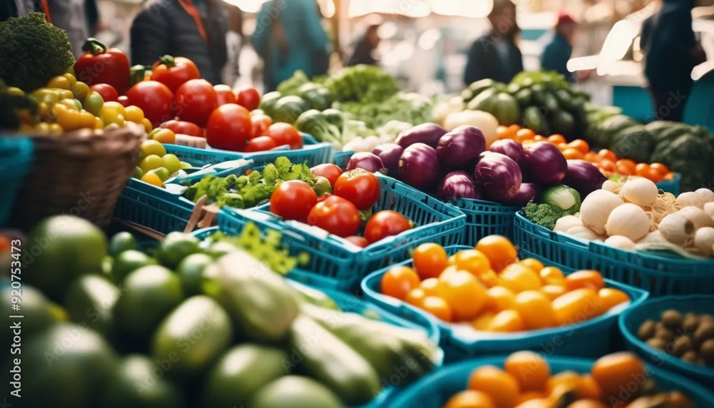 Outdoor grocery market with fresh vegetables and fruit. Outdoor grocery market with fresh vegetables and fruit.