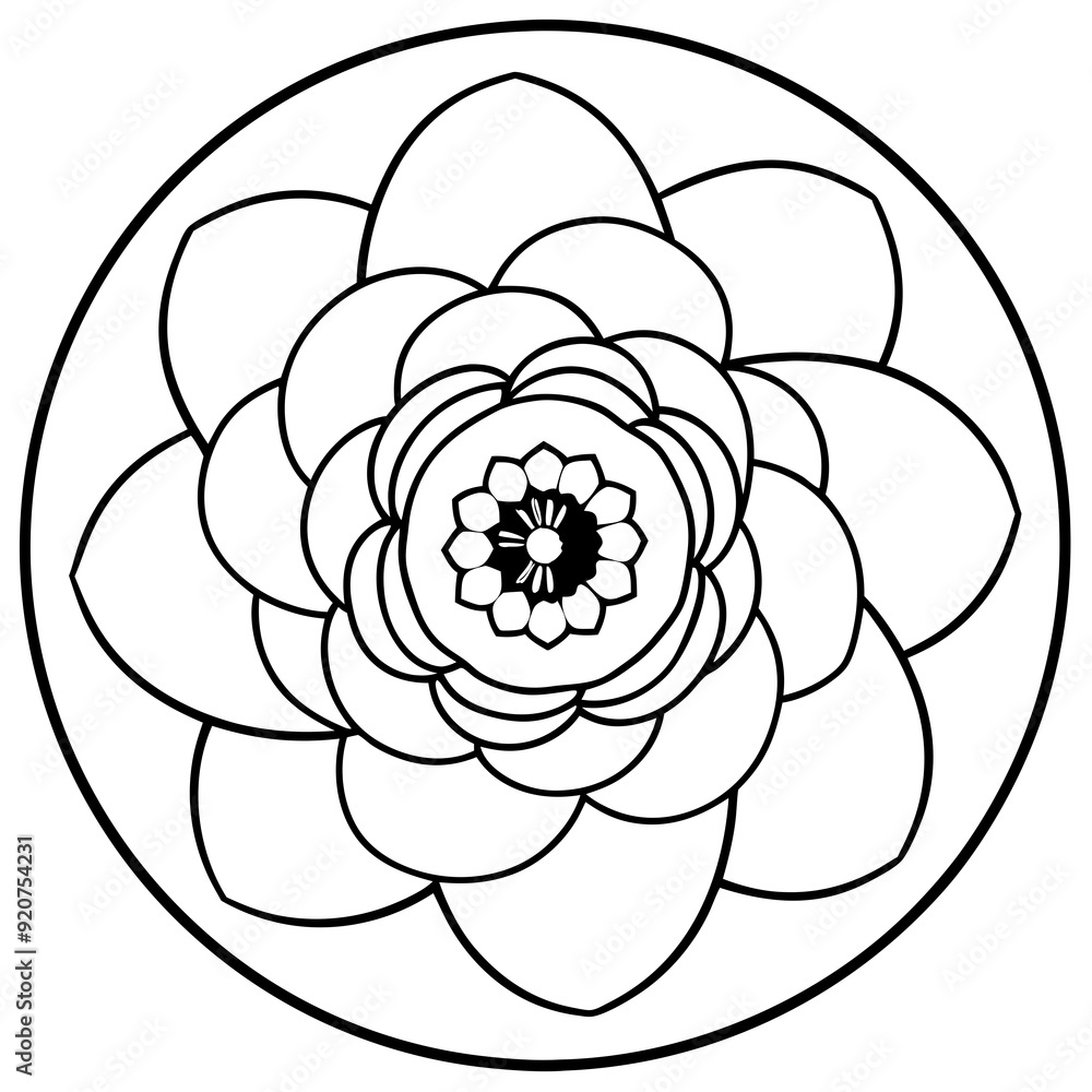 An anemone flower line art in the middle art vector illustrator An anemone flower line art in the middle art vector illustrator