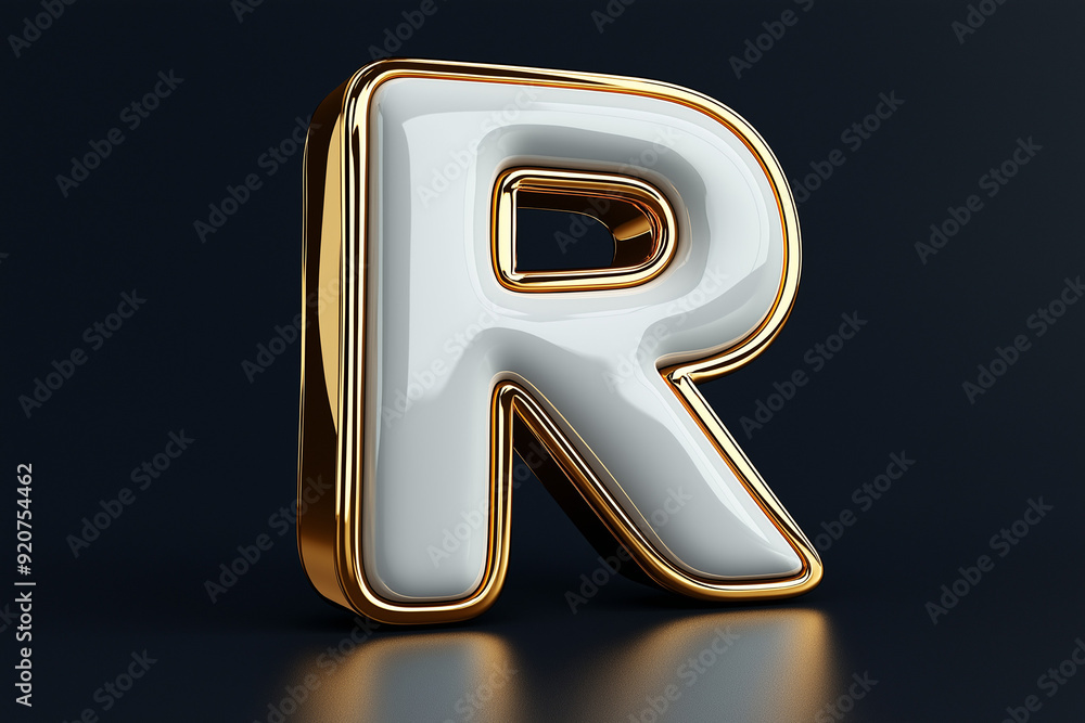 Golden Glamour Letter R: A white and gold 3D letter R, perfect for luxurious branding or elegant designs. Golden Glamour Letter R: A white and gold 3D letter R, perfect for luxurious branding or elegant designs.