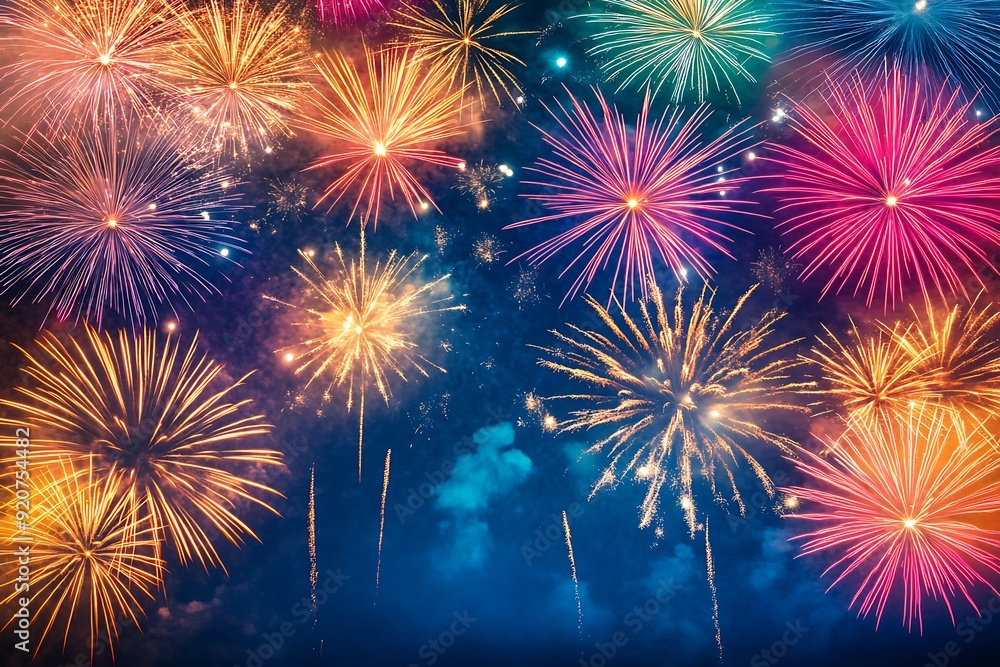 Obraz premium colorful fireworks in the night sky