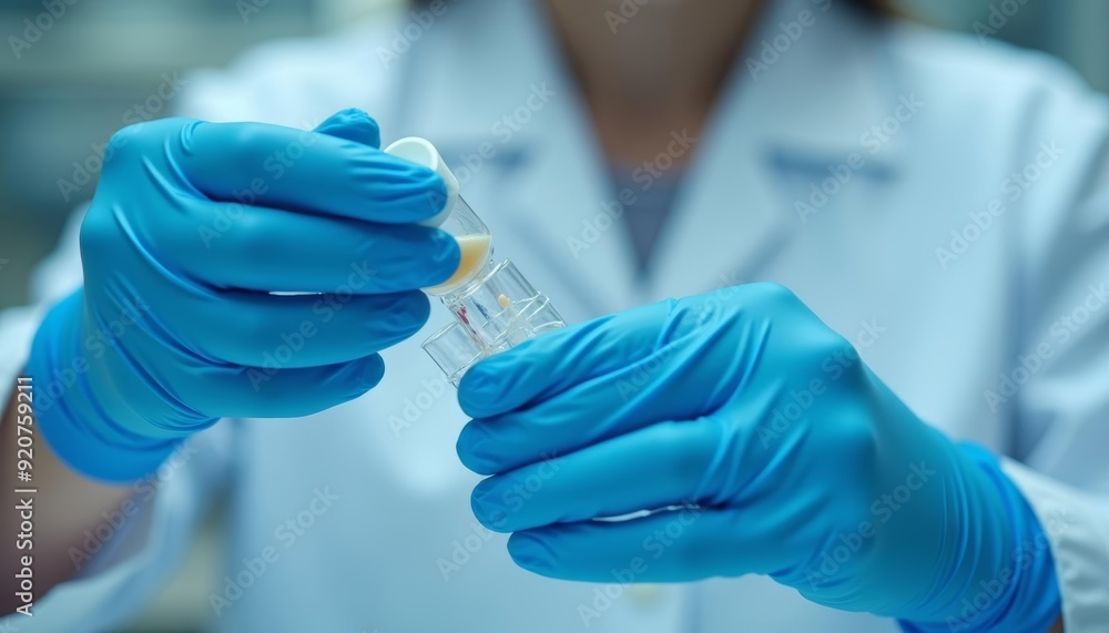 Precision in the lab A scientists delicate handling of a test tube Precision in the lab A scientists delicate handling of a test tube