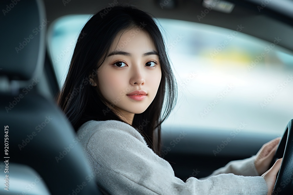 beautiful young woman driving a modern car
beautiful young woman driving a modern car