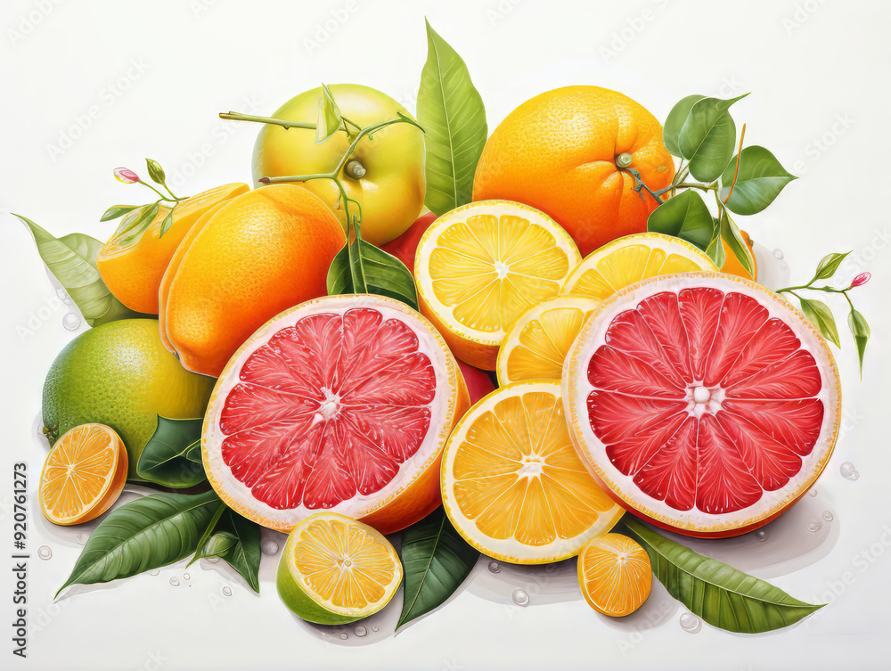 Eyecatching Set of citrus fruit slices on white background Eyecatching Set of citrus fruit slices on white background