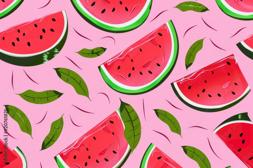 Half-cut Watermelon Fruits Logo seamless pattern Flat Design Cartoon Vector. Beautiful simple AI generated image in 4K, unique. Half-cut Watermelon Fruits Logo seamless pattern Flat Design Cartoon Vector. Beautiful simple AI generated image in 4K, unique.