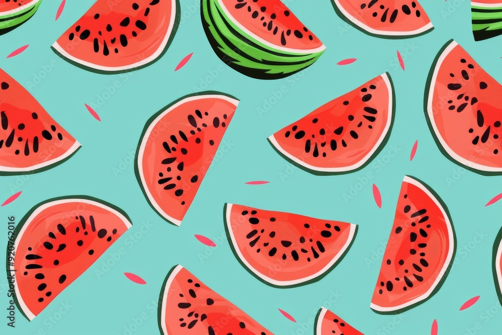 Half-cut Watermelon Fruits Logo seamless pattern Flat Design Cartoon Vector. Beautiful simple AI generated image in 4K, unique. Half-cut Watermelon Fruits Logo seamless pattern Flat Design Cartoon Vector. Beautiful simple AI generated image in 4K, unique.