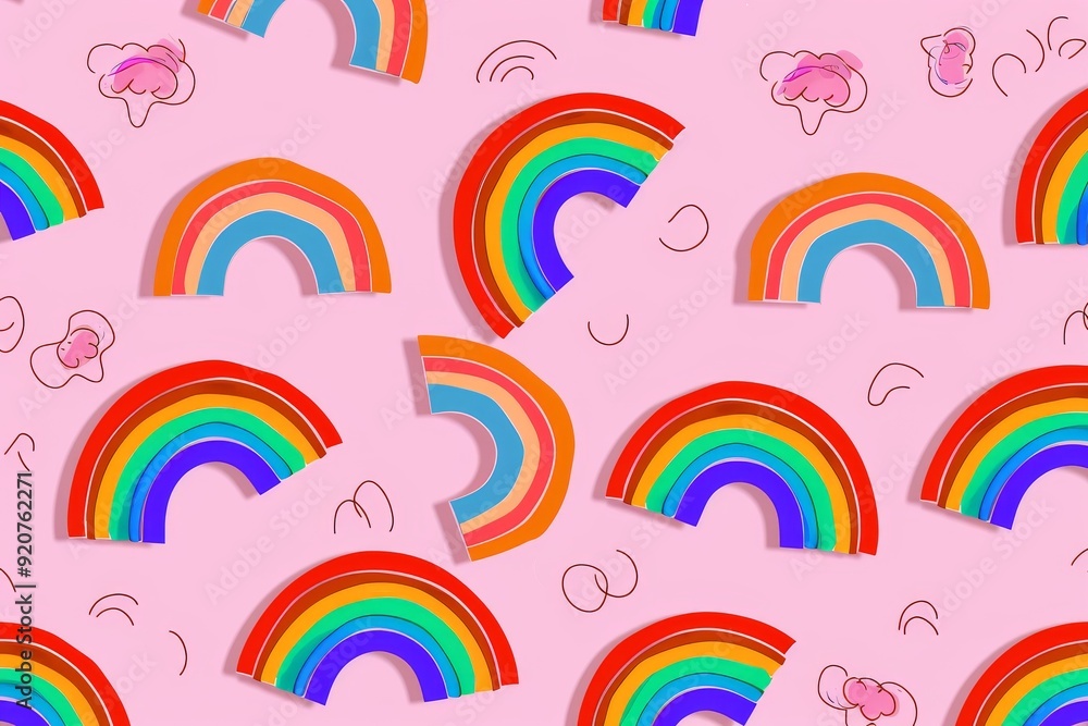 Obraz premium Hand-drawn seamless background with slices of watermelon. Beautiful simple AI generated image in 4K, unique.