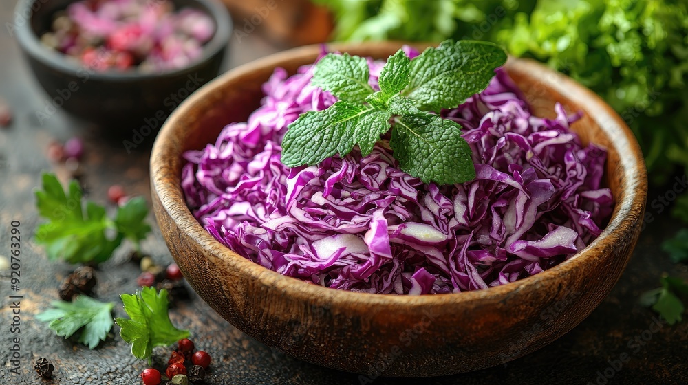 Crunchy shredded cabbage mixed with fresh greens for an appealing dish with a copy space image Crunchy shredded cabbage mixed with fresh greens for an appealing dish with a copy space image