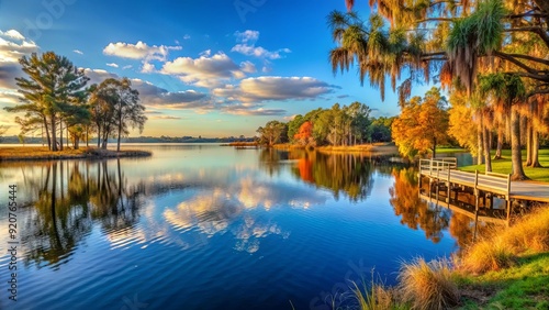 Beautiful morning on Lale Tohopekaliga in Kissimmee, Florida during fall , Florida, Kissimmee, lake, Lale Tohopekaliga, autumn