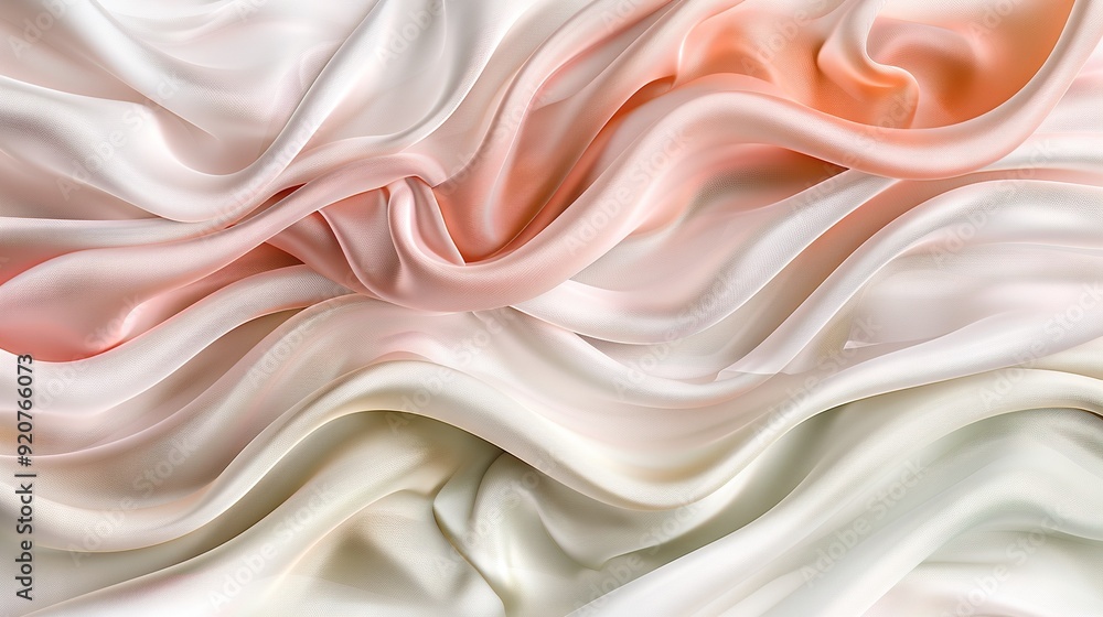 Close-up photo of white and pink fabric with undulating pattern on bottom and pink and white striped design at the top of the lower section Close-up photo of white and pink fabric with undulating pattern on bottom and pink and white striped design at the top of the lower section