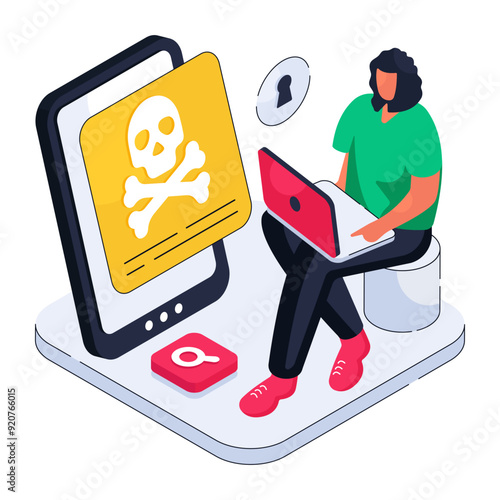 An illustration  design of mobile hacking 

