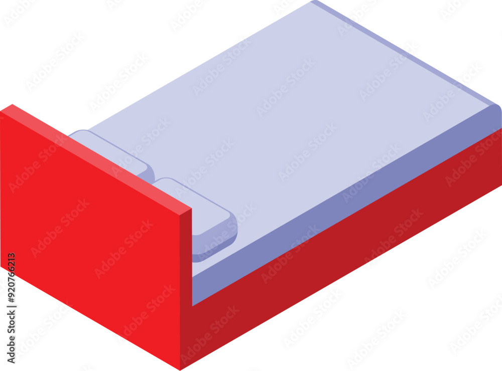 Simple 3d isometric vector illustration of a double bed with two pillows Simple 3d isometric vector illustration of a double bed with two pillows
