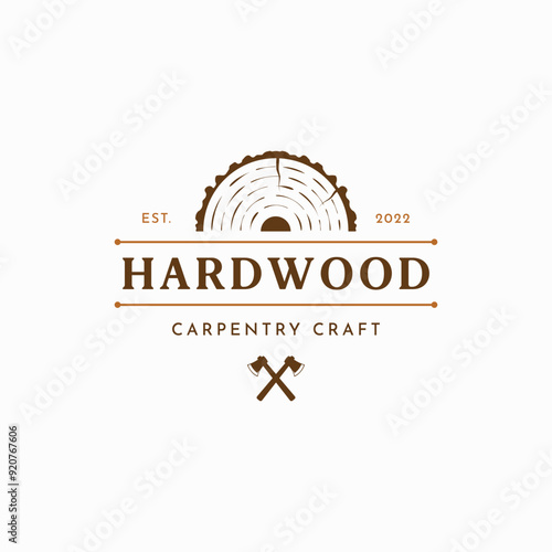vintage retro wood and wood tools logo template.Logo design for carpenter ,old badge,furniture.