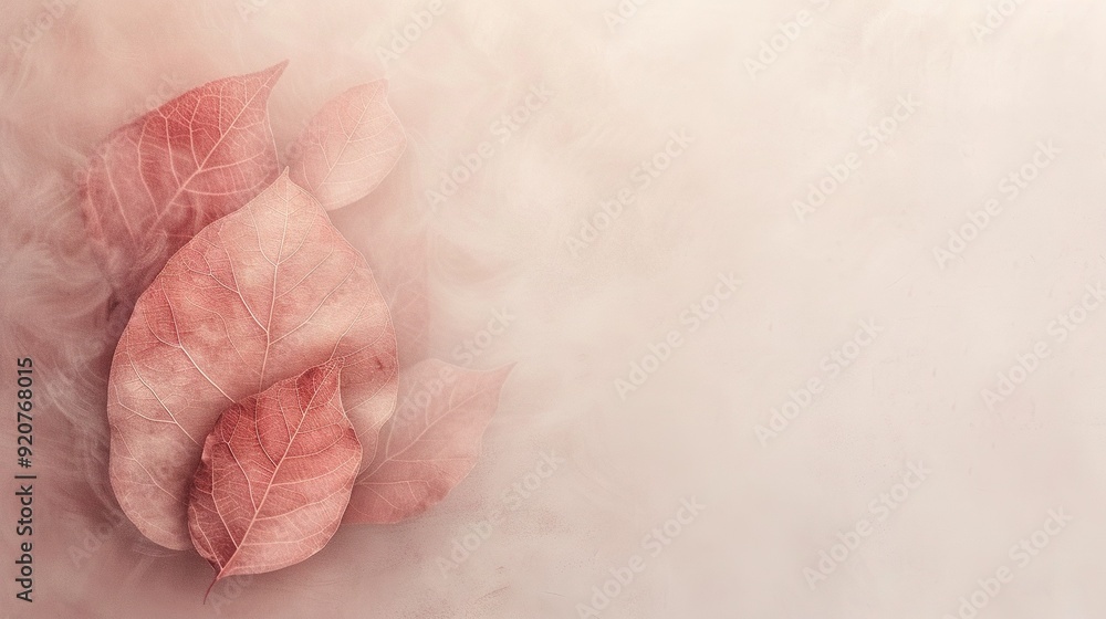 A pair of red leaves rest atop a white table, adjacent to a white wall A pair of red leaves rest atop a white table, adjacent to a white wall