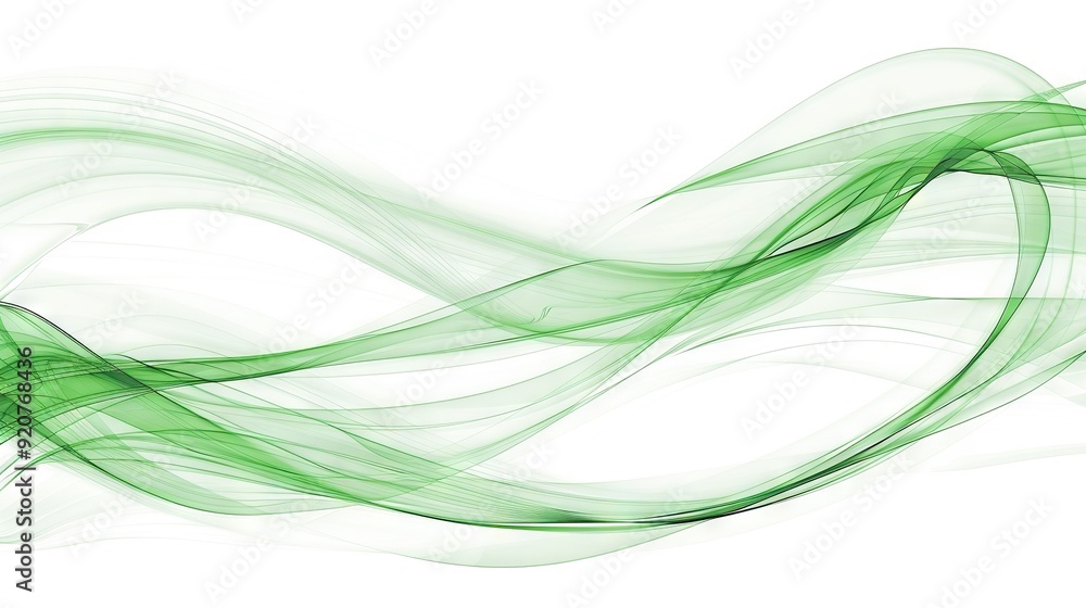 A green and white wave of smoke on a white background A green and white wave of smoke on a white background