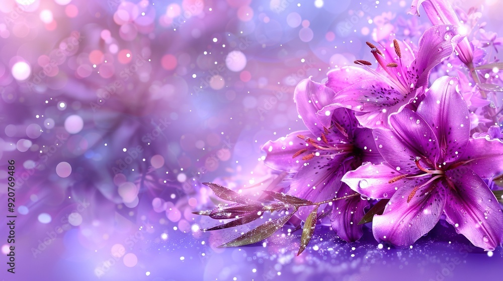 A group of lilac blooms resting atop a lavender-colored countertop beside a blue and white tablecloth A group of lilac blooms resting atop a lavender-colored countertop beside a blue and white tablecloth