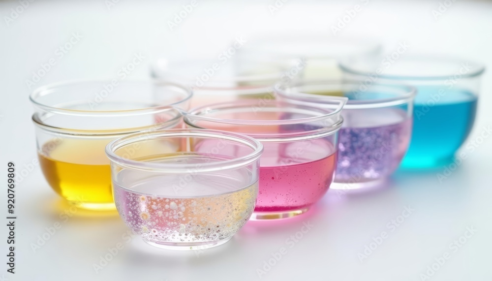 Colorful cocktails in glasses on a white surface Colorful cocktails in glasses on a white surface