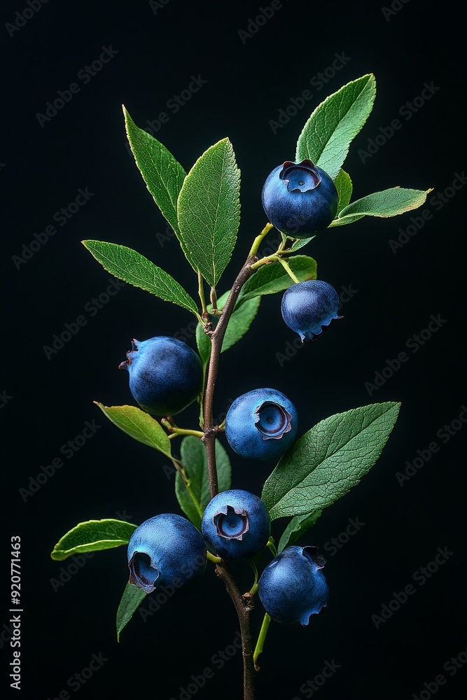 Mystic photo of Lowbush Blueberry, isolated on black background Mystic photo of Lowbush Blueberry, isolated on black background