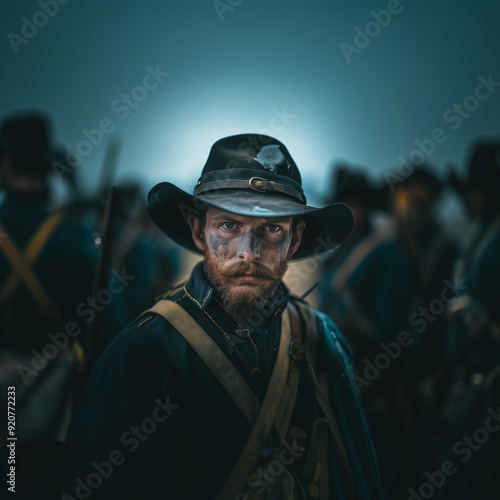 cavalryman in a military uniform in civil war