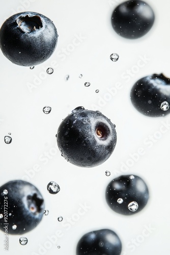 Rabbiteye Blueberry fruit levitating on a white background photo