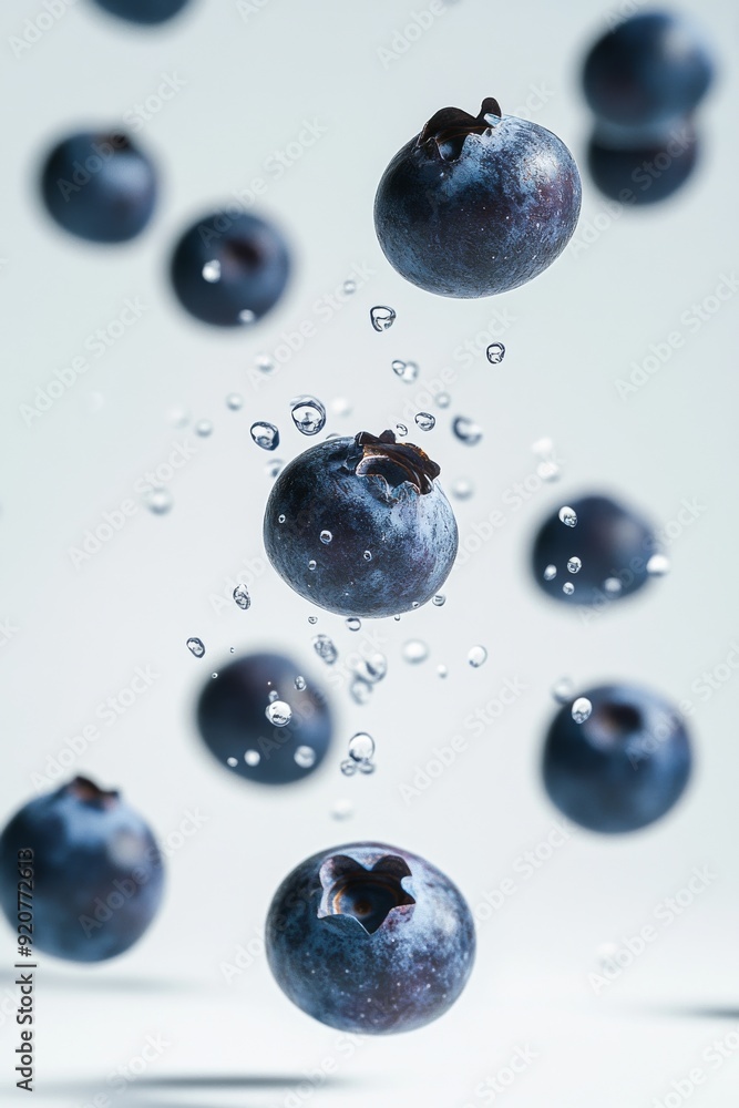 Spartan Blueberry fruit levitating on a white background Spartan Blueberry fruit levitating on a white background