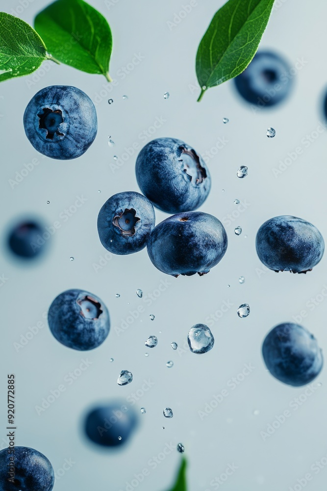 Wild Blueberry fruit levitating on a white background Wild Blueberry fruit levitating on a white background
