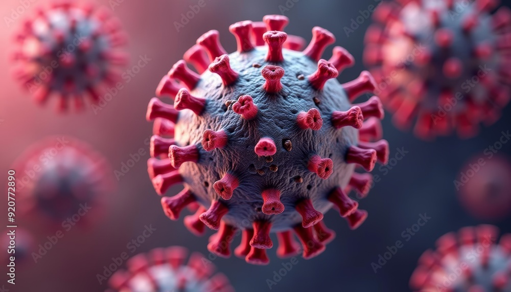 Viral threat A closeup of a virus particle a reminder of the importance of health and safety Viral threat A closeup of a virus particle a reminder of the importance of health and safety