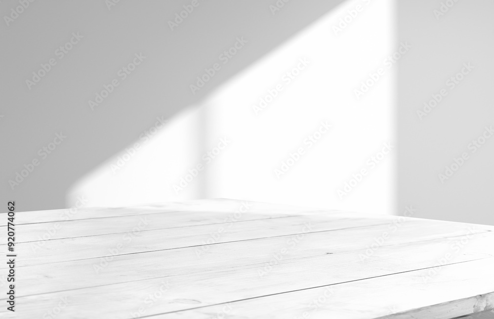 empty table interior space of a bright room with a soft shadow from the window. 3D illustration. empty table interior space of a bright room with a soft shadow from the window. 3D illustration.