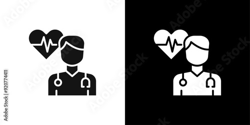 Cardiologist icon logo set vector