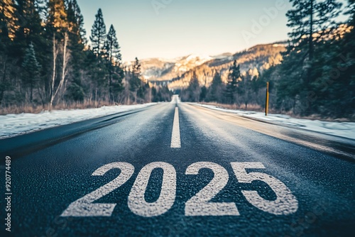 Obraz na płótnie 2025 new year road concept with landscape