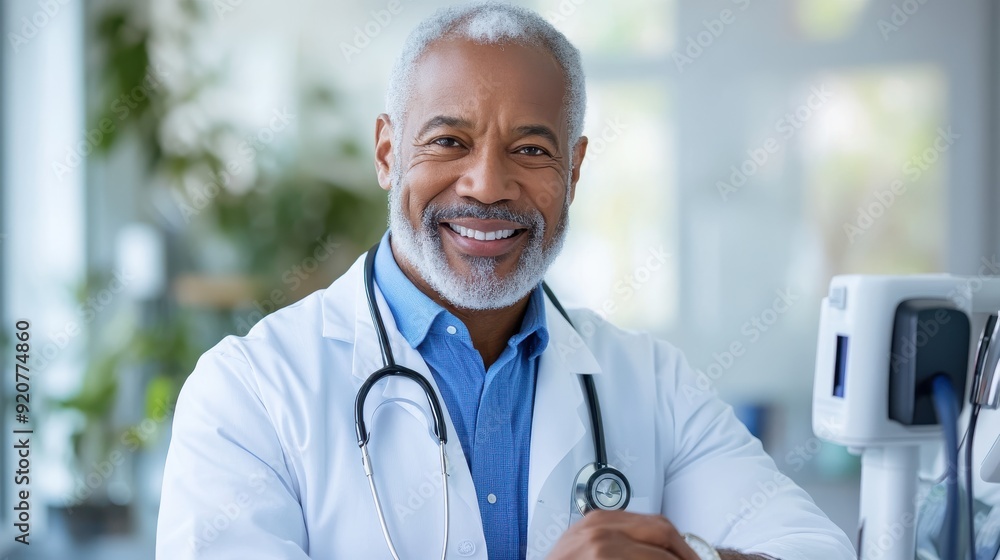 A male doctor with gray hair and a beard sitting at his office desk, wearing a white coat and smiling warmly, portraying a friendly and professional atmosphere in a clinic setting. A male doctor with gray hair and a beard sitting at his office desk, wearing a white coat and smiling warmly, portraying a friendly and professional atmosphere in a clinic setting.