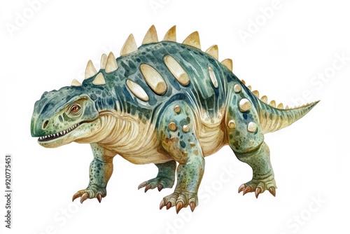 ankylosaurus dinosaur vintage style watercolor illustration isolated on white background