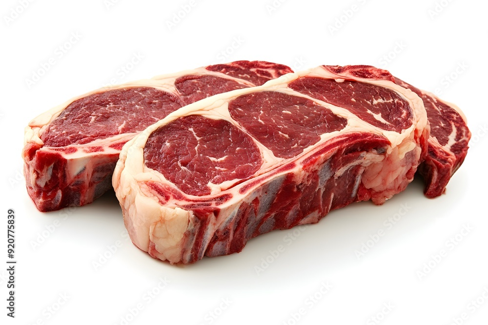 Raw Beef Steaks Isolated On White Background. Raw Beef Steaks Isolated On White Background.