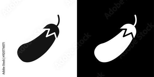 eggplant icon logo set vector