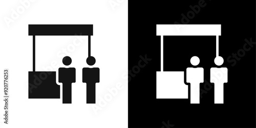 exhibition stand booth icon logo set vector