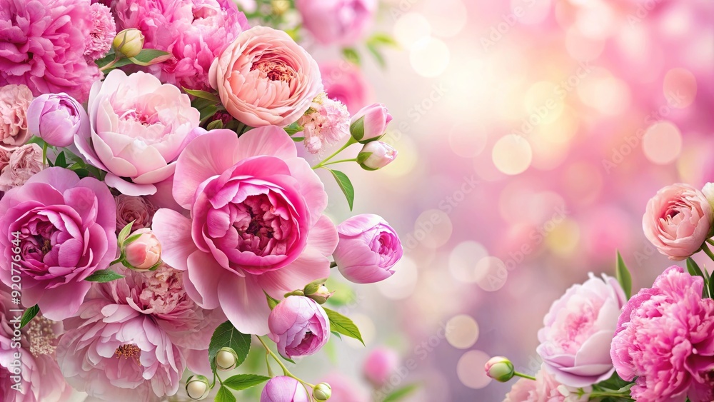 Beautiful pink peony and rose flowers in a floral background, pink, peony, rose, flowers, floral, background, spring Beautiful pink peony and rose flowers in a floral background, pink, peony, rose, flowers, floral, background, spring
