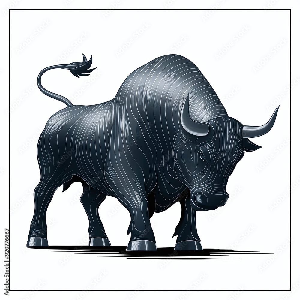 Fototapeta premium Minimalist Wall Street Bull Silhouette 