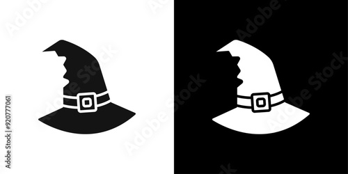 halloween witch hat icon logo set vector
