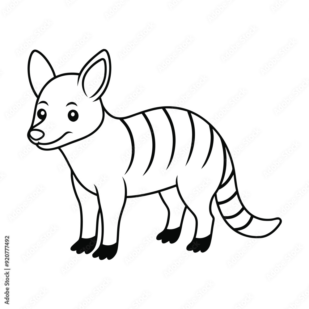 Fototapeta premium Aardwolf Outline Design, Aardwolf Clipart, Cute Baby Aardwolf illustration in black and white