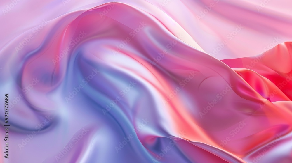 Obraz premium An abstract visual of soft and flowing silk fabric textures in vibrant hues of pink, blue, and purple, creating a sense of luxury, elegance, and tranquil fluidity.