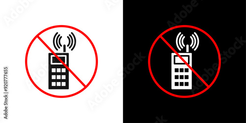 ISO 7010 No activated mobile phone icon logo set vector