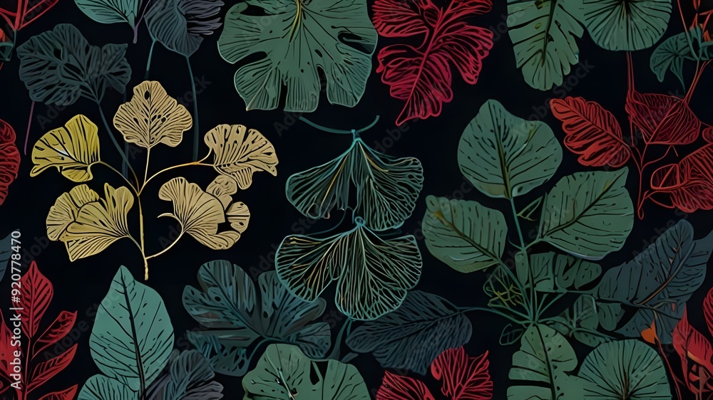 Abstract foliage line art vector background. Leaf wallpaper of tropical leaves, leaf branch, ginkgo, plant in hand drawn pattern. Botanical jungle illustrated for banner, prints, decoration, fabric. Abstract foliage line art vector background. Leaf wallpaper of tropical leaves, leaf branch, ginkgo, plant in hand drawn pattern. Botanical jungle illustrated for banner, prints, decoration, fabric.