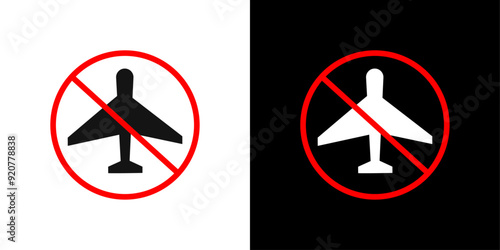 no flight or fly zone icon logo set vector