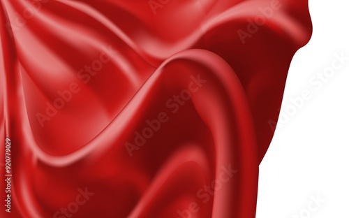 Red Satin Isolated on white Background. flutters in the wind. mesh tool wes used