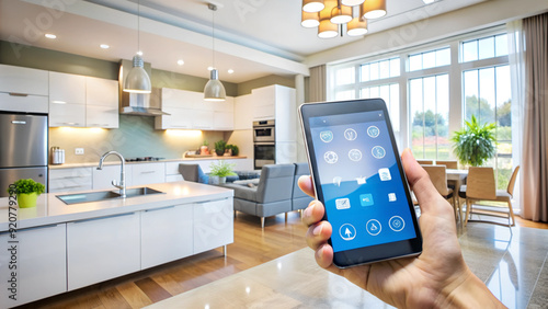 Energy Efficiency: Smart home devices controlling the energy usage of household appliances. photo