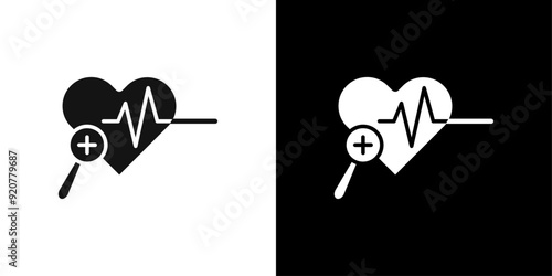 pulse heart check up icon logo set vector