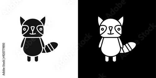 raccoon icon logo set vector
