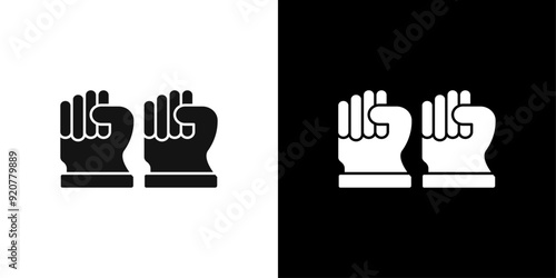 raised fists icon logo set vector