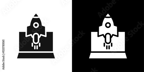 Rocket Spaceship Startup icon logo set vector