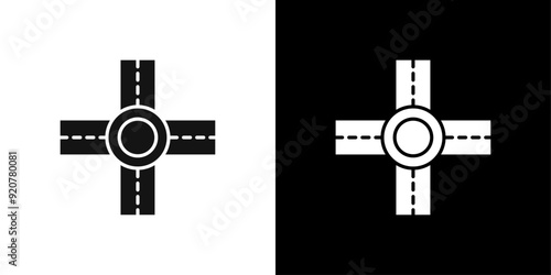 road intersection junction icon logo set vector