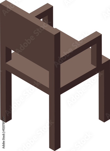 Empty wooden chair with a brown finish is standing on the floor